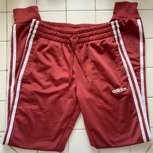burgundy adidas jogger sweatpants